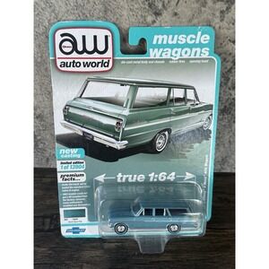 Auto World 1:64 1963 Chevrolet II Nova 400 Station Wagon Azure Aqua AWS067B-4I
